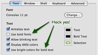 Terminal preferences