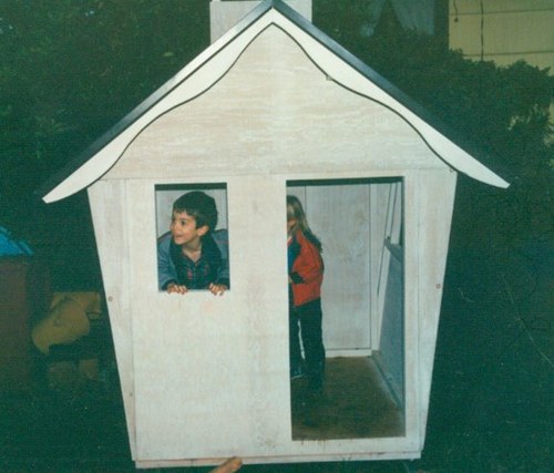 Our red playhouse, under construction